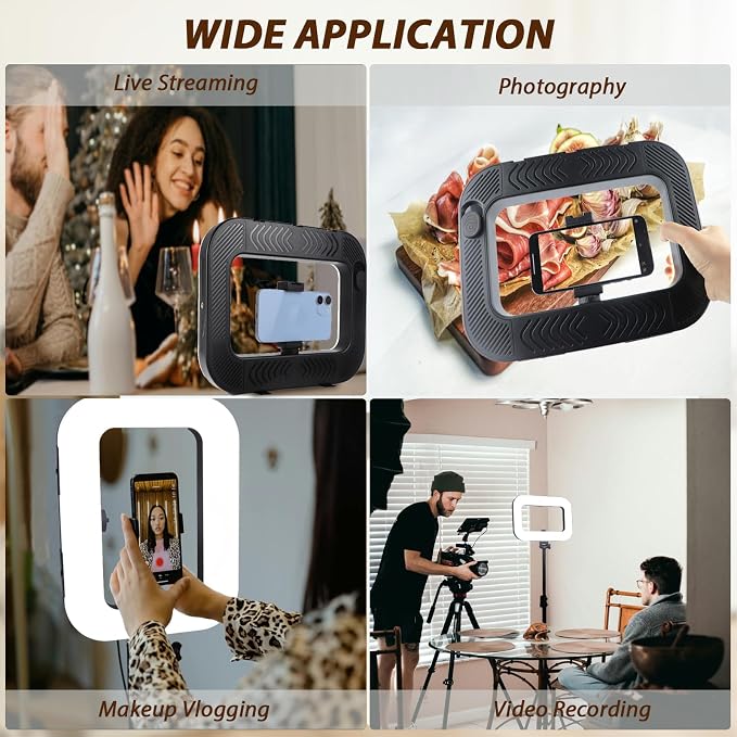 Smartphone Video Rig with Light, Handheld Ring Selfie Light Kit, LED Mobile Video Stabilizer with Built-in 8000mAh Battery for Camera, Smartphone, YouTube, TikTok Video Recording, Makeup - Image 8