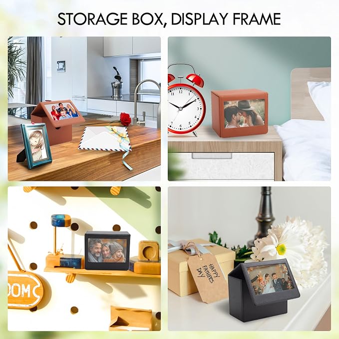 Photo Storage Box for Instax Wide/Polaroid Now+/I-Type/OneStep2 Instant Film, 3.5x4.25” Photo Holder fits for Fujifilm Instax Wide 400/300 Wide Picture Display - Brown - Image 6