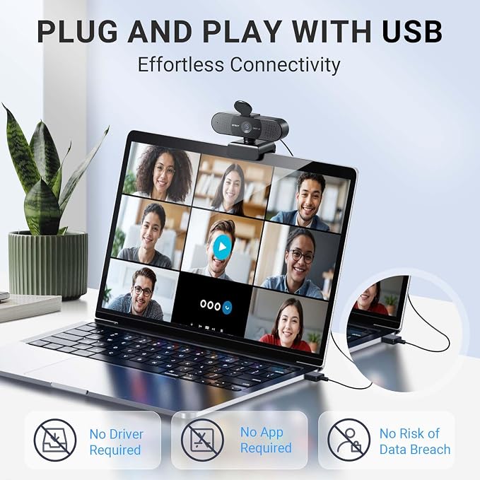 EMEET C960 AF 1080P Webcam for PC, Autofocus, 73° View Angle | Computer Camera w/Privacy Cover and Microphone, Plug and Play USB Webcam for Video Calling/Zoom/Teams/Google Meet - Image 4