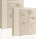 Artmag Photo Album 5x7 2 Packs Clear Pages Pockets Leather Cover Slip Slide in Photo Album Book Each Holds 100 Vertical 5x7 Photos Picture Book for Wedding Family (Beige) by Artmag