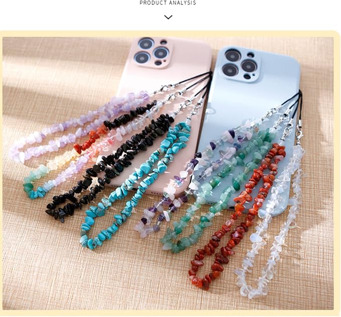Phone Charms Chain Strap CellPhone Lanyard Wrist Strap Natural Gem Stone Charms for Phone Women Girls(4) - Image 6