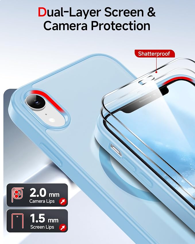 LeYi for iPhone-XR Phone Case Blue with Screen Protector X2 + Camera Cover X2:[ MagSafe Compatible] Magnetic Slim Cases for i Phone 10 iphoneXR Military Grade Protective Funda para 10XR, Light Blue - Image 2