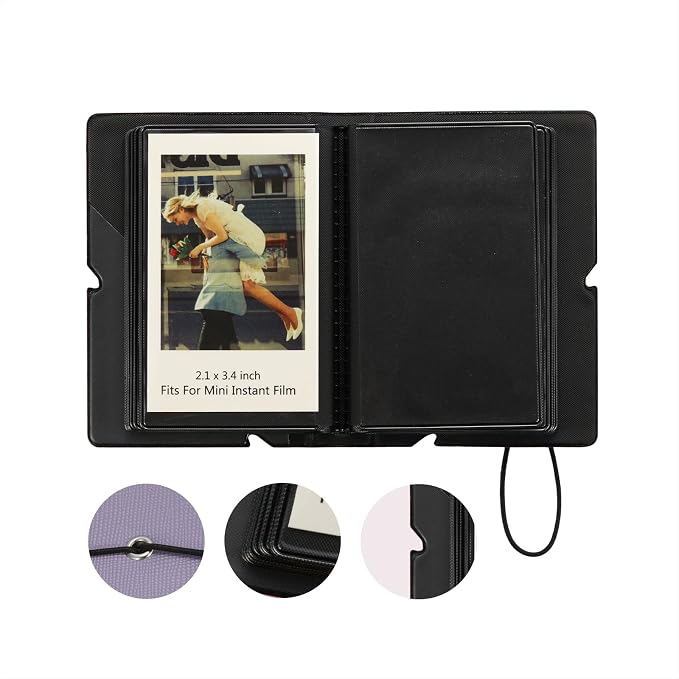 2x3 Instax Mini Photo Album, 28 Pockets. Antique Violet, 1PK | Portable Wallet Size Album Stores 2x3 inch Instant Photos. Fits Polaroid, Instax Mini, Kodak Mini Prints and Zink. - Image 4