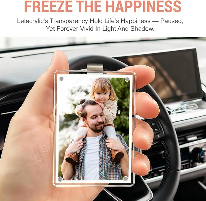 1Pcs Car Clip Picture Holder,Personalized Car Picture Frame,Acrylic Car Photo Holder,Magnetic Car Sun Visor Photo Clip,Visor Clip Photo Frame Hanging Decor Car Accessories for Mom Husband Family - Image 5