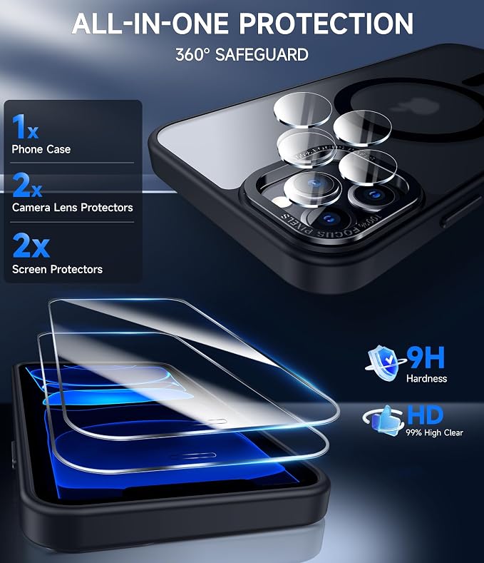 LeYi for iPhone 11-Pro-Max-Cases with Screen Protector X2 + Camera Cover X2: i Phone 11pro promax Case for MagSafe Magnetic 11promax Heavy Duty Protection Bundle Women Men Teens & Young, Black - Image 5