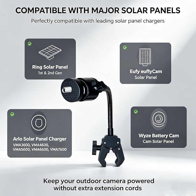 30cm Gooseneck Clamp Camera Mount with 1/4" Screw & 360° Ball Head | Flexible Clip Mount for Handlebar, Desk, Tube, Cross Bar – Compatible with GoPro, Ring, Google Nest, Wyze, Arlo - Image 5