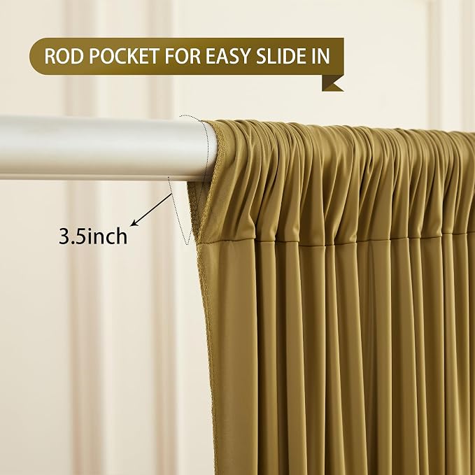 Gold Brown Backdrop Curtains-Wrinkle-Free Polyester Photography Drapes Party Curtain Background for Baby Shower Wedding Decorations- 8 X10FT (Brown) - Image 5