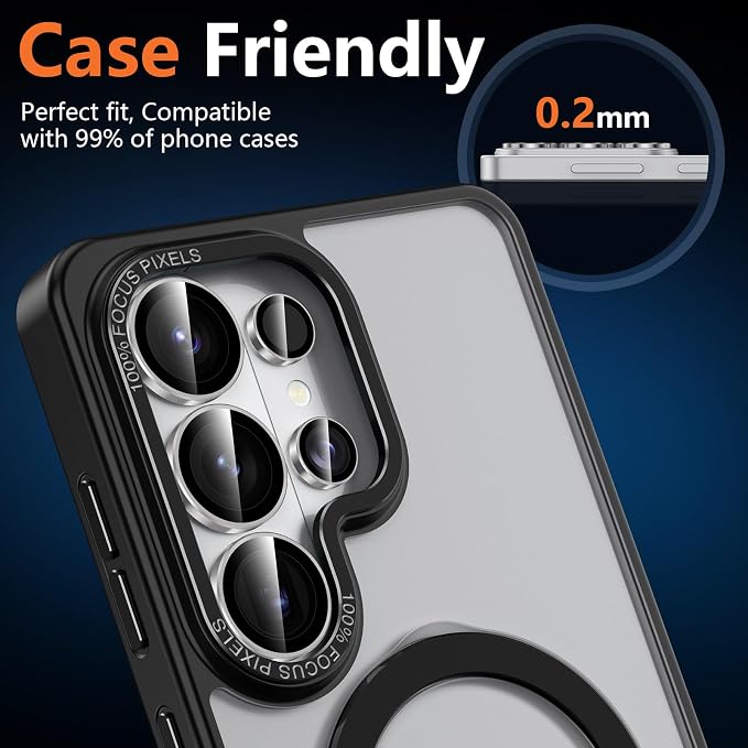 for Samsung Galaxy S26 Ultra Camera Lens Protector, Individual Metal Ring Tempered Glass Lens Cover, [Strong Adsorption] Scratch Resistant Ultra-Thin HD Clear Lens Cover, Titanium Gray Ring - Image 6