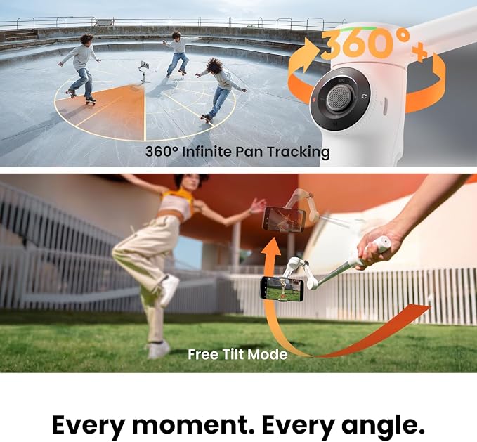 Insta360 Flow 2 Pro Gimbal Stabilizer for iPhone, Android, Phone Gimbal with AI Tracking, Fill Light, Built-in Selfie Stick & Tripod, Vlogging, Travel, Family, Sport - Ultimate AI Tracker Bundle Grey - Image 3