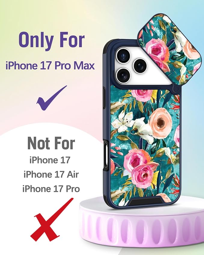 Buleens for iPhone 17 Pro Max Case 6.9 Inch - with Ring Stand & Camera Cover Aesthetic Cute Designed Women Girls Girly Pretty Flowers Kawaii Phone Case for iPhone 17 Pro Max Compatible with Magsafe - Image 2