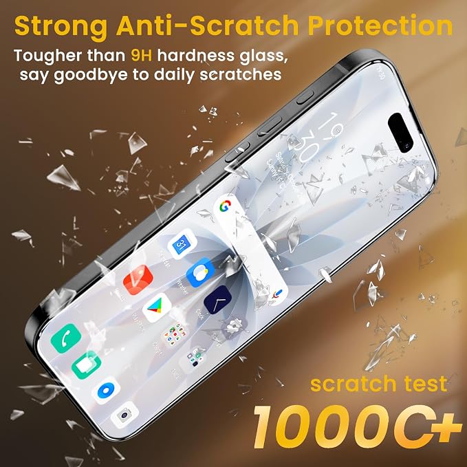 Romkasi 3 Pack Privacy Screen Protector for iPhone 17 6.3 Inch with 3 Pack Camera Lens Protector, Anti Spy Tempered Glass Film, Anti-Scratch, Touch Sensitive, Case Friendly - Image 4