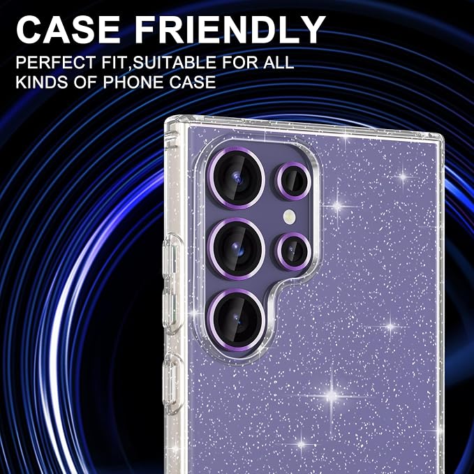 for Samsung Galaxy S24 Ultra Camera Lens Protector, Individual Metal Ring Tempered Glass Lens Cover, [Strong Adsorption] Scratch Resistant Ultra-Thin HD Clear Lens Cover, 1 Set-Purple - Image 5