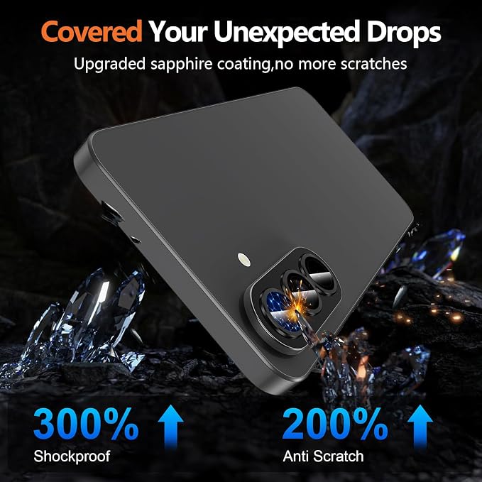 for Samsung Galaxy A37/A57 Camera Lens Protector, Individual Metal Ring Tempered Glass Lens Cover, [Strong Adsorption] Scratch Resistant Ultra-Thin HD Clear Lens Cover, 1 Set-Black - Image 5