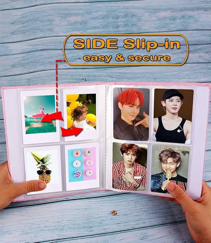 GPIRAL 2x3 Photo Album 208 Vertical Photos – Linen Cover, Kpop Photocard Holder Book, Photocard Binder, Zip Printer, Pink - Image 3