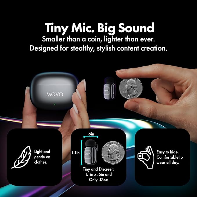 Movo NanoMic Dual Lightning Wireless Microphone for iPhone 14 and Below– Lavalier Mic for iPhone, Great for Vlogging, TikTok, Content Creation - Image 3