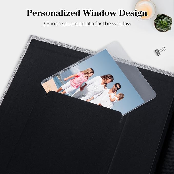 Mublalbum 2 Pack Small Photo Album 8x10, 52 Pockets, Linen Cover,Beige | Linen Cover with Display Window, 52 Vertical Pockets, Portable Mini Picture Book for Artwork Postcards, Picture Storage - Image 5