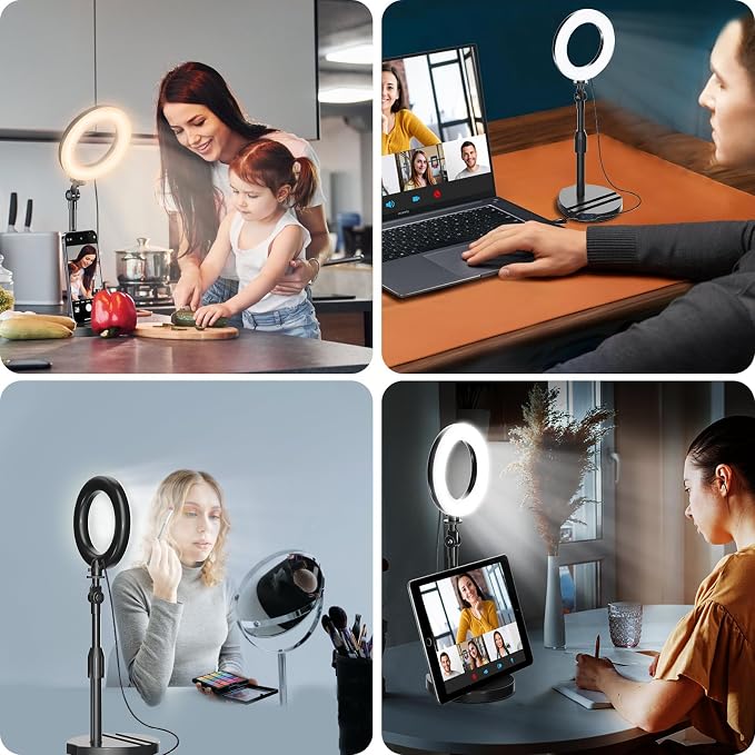 Desk Ring Light with Telescopic Stand, Travel Desktop Hola Light for Phone Selfie Laptop Zoom Video Calls Makeup Tiktok Reels Live Streaming - Image 7