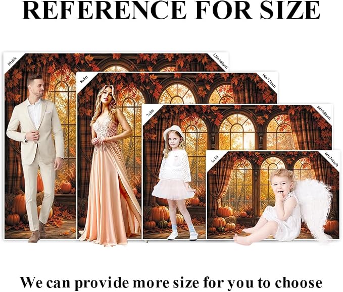 Autumn Fall Window Backdrop 12x8ft Rustic Wooden Arched Window with Pumpkin Maple Leaves Thanksgiving Harvest Photo Background for Party Decor Portrait Photography Booth Props Vinyl - Image 7