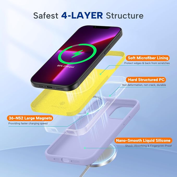 Miracase Magnetic for iPhone 15 Pro Case, Silicone, Soft Microfiber Lining - Image 3
