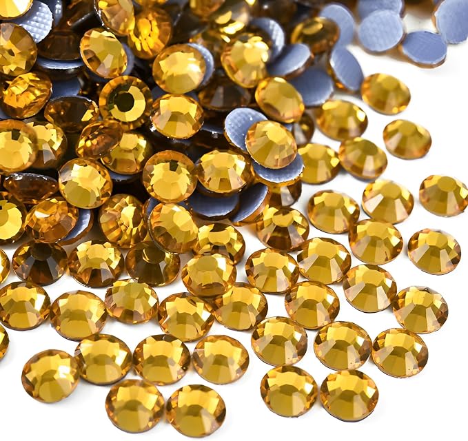 Jollin Hotfix Rhinestones Flatback Crystal Gems 8.4mm SS40, Topaz | 144pcs Hot Fix Crystals Glass Rhinestones for Bedazzling, Crafting, Clothes, Shoes & Accessories DIY Decoration by Jollin