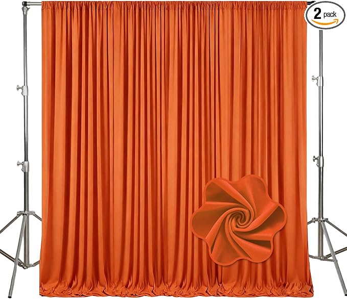 10ft x 10ft Orange Backdrop Curtains for Parties, Polyester Fabric Backdrop Drapes with Rod Pockets for Weddings, Birthday, Halloween, Photography, Christmas Party Background Curtain, 2 Panels by Tisspoms