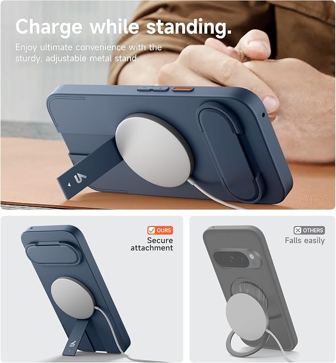 SURITCH for Google Pixel 10/10 Pro Phone Case, Compatible with MagSafe, Protective Cover with Camera Cover & Adjustable Metal Kickstand for Pixel 10/10 Pro 2025 -Dark Blue - Image 6