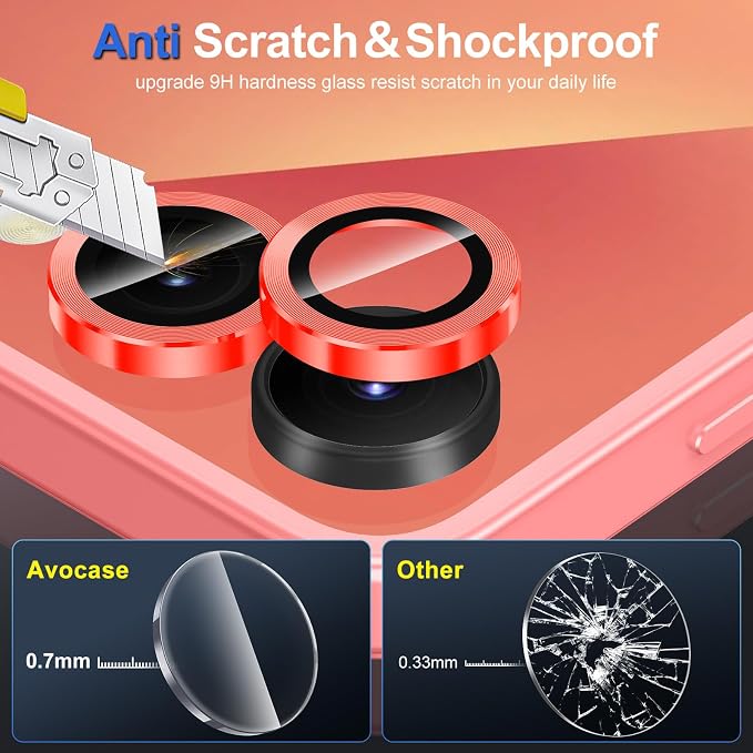 for Samsung Galaxy Z Flip 7 Camera Lens Protector, Individual Metal Ring Tempered Glass Lens Cover, [Strong Adsorption] Scratch Resistant Ultra-Thin HD Clear Lens Cover, 1 Set-Red - Image 3