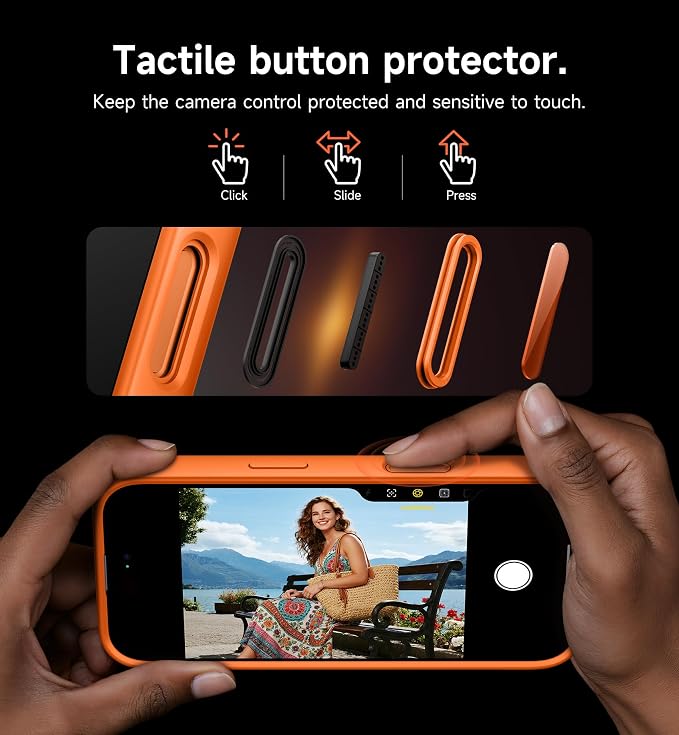 SURITCH for iPhone 17 Pro Max Case with Camera Control Cover, Camera Cover and Adjustable Kickstand, Compatible with MagSafe, Shockproof Bumper Protective Cases 6.9 Inch, Orange - Image 5