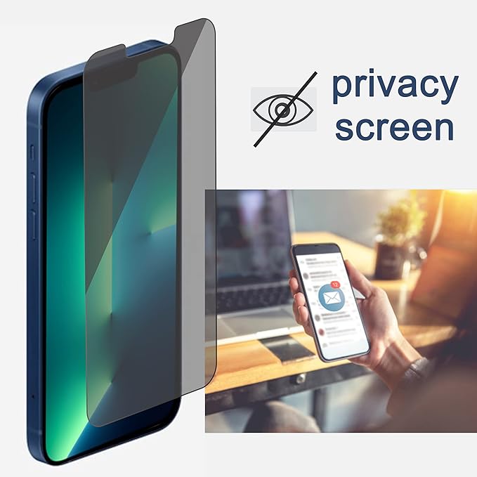 Ailun Privacy Screen Protector+Camera Lens Protector for iPhone 13 Pro Max | 2+2 Pack, 6.7 Inch, Anti Spy Tempered Glass, HD, Case Friendly - Image 2