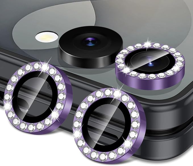 for Samsung Galaxy Z Flip 8 Camera Lens Protector, Individual Metal Ring Tempered Glass Lens Cover, [Strong Adsorption] Scratch Resistant Ultra-Thin HD Clear Lens Cover, 1 Set-Violet Diamond by Btscase