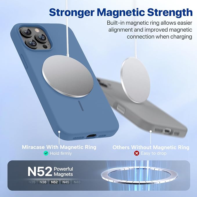 Miracase Magnetic for iPhone 15 Pro Case, Silicone, Soft Microfiber Lining - Image 5