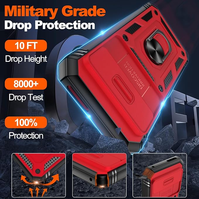 Gritup for Pixel 9 Pro XL Case Military-Grade Shockproof with Kickstand | with 2 PCS Screen Protector, Slide Camera Cover, Heavy Duty Outdoor Protection Funda para Pixel Pro 9 XL Cover, Red+Black - Image 2