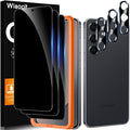 Wiaocit Tempered Glass Privacy Screen Protector for Samsung Galaxy S25 FE | 3+3 Pack, 9H Hardness, Camera Lens Protector, Installation Frame, Bubble Free, Case Friendly by Wiaocit