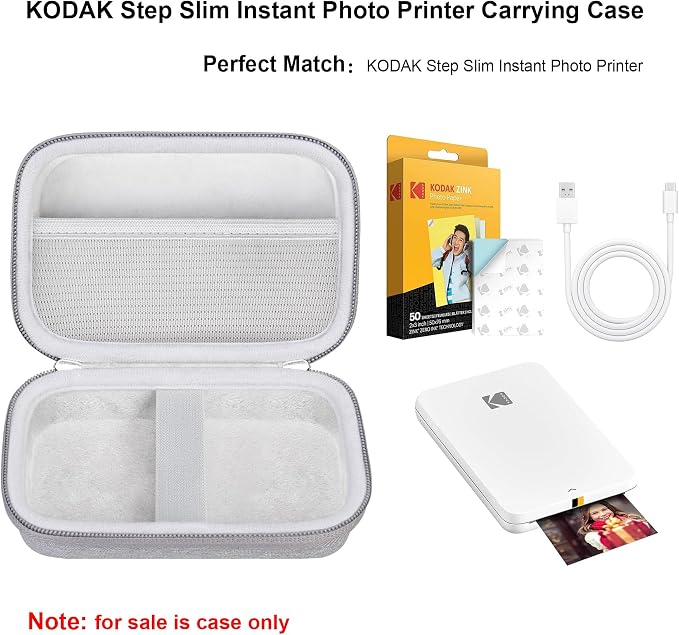 Elonbo Camera Carrying Case for KODAK Step Instant Smartphone Photo Printer | KODAK Step Portable Mini Color Wireless Mobile Printer Hard Travel Bag, Instant Color Picture Printer Storage Holder, Grey - Image 2