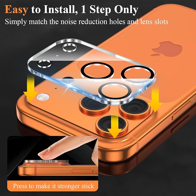 4 Pack Camera Lens Screen Protector Compatible with iPhone 17 Pro Max | 9H Tempered Glass Camera Lens Cover Decoration, Case Friendly, High Definition, Scratch-Resistant, Clear+Black Circle - Image 5