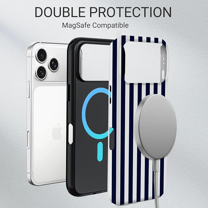 TPU Phone Case for iPhone 17 Pro, MagSafe Wireless Charging Compatible, Shockproof Slim Fit Protective Cover with Anti-Yellowing & Raised Camera Protection (Stripes 3, iPhone 17 Pro(6.3")) - Image 6