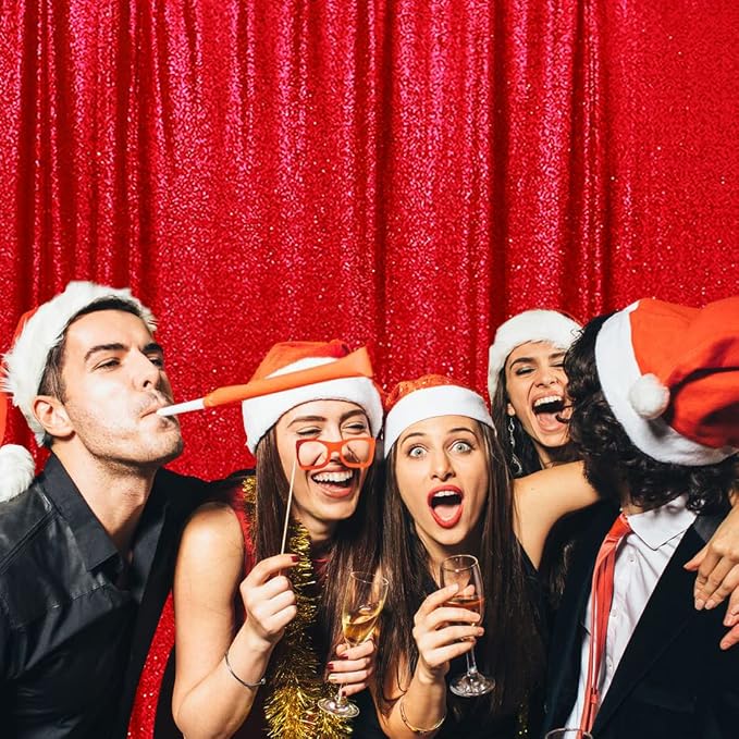 Poise3EHome 8FT x 8FT Sequin Photography Backdrop Curtain for Party Decoration, Red - Image 4