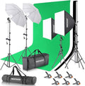 NEEWER Photography Lighting kit with Backdrops, 8.5x10ft Backdrop Stands, UL Certified 5700K 800W Equivalent 24W LED Umbrella Softbox Continuous Lighting, Photo Studio Equipment for Photo Video Shoot by Neewer