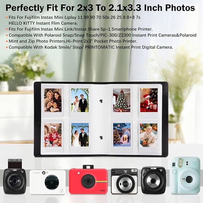 320 Pockets 2x3 Inch Photo Album for Polaroid & Instax Mini Pictures, Black | PU Leather Cover, Gift Box Packaging, Acid-Free Pages, With Snap Closure, Securely Hold all Your Precious Instant Snapshots - Image 4