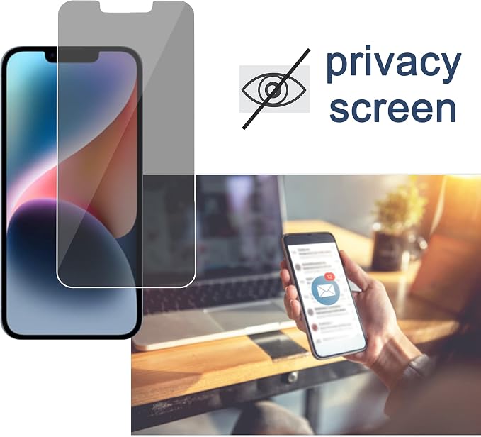 Ailun Privacy Screen Protector+Camera Lens Protector for iPhone 14 Plus | 2+2 Pack, 6.7 inch, Anti Spy Private Tempered Glass Film, Case Friendly, HD - Image 2