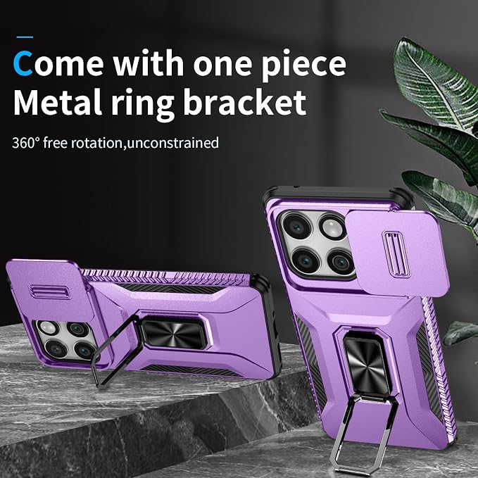 for Moto Edge 2025 Case,with Sliding Camera Lens Cover,HD Screen Protector,360° Rotating Kickstand,AYMECL Military-Grade Shockproof Protective Cover for Motorola Moto Edge 2025,Purple - Image 4