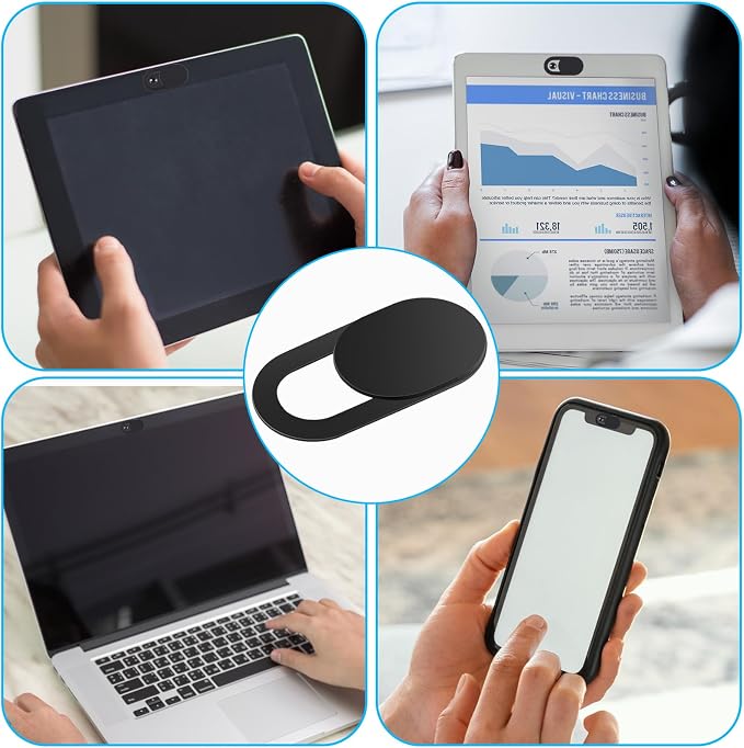 Thin Webcam Cover Slide, 8PCS Phone Camera Cover | Laptop Camera Blocker Slider Strong Adhesive Protect Privacy Security Compatible with Tablet Desktop PC Smartphones(Black) - Image 7