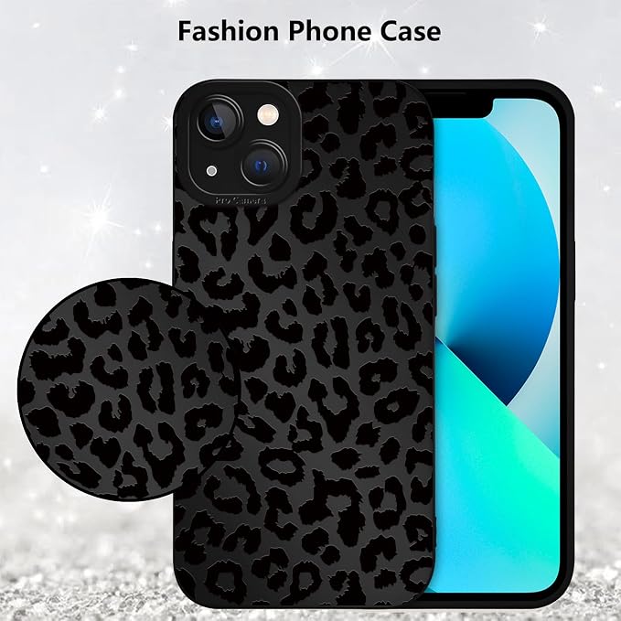 Cute Black Cheetah Print Phone Case for iPhone 13 6.1" | Aesthetic Leopard Pattern Design Cover Full Camera Lens Protective Shockproof Soft Slim TPU Funda for Men Women Girls - Image 6