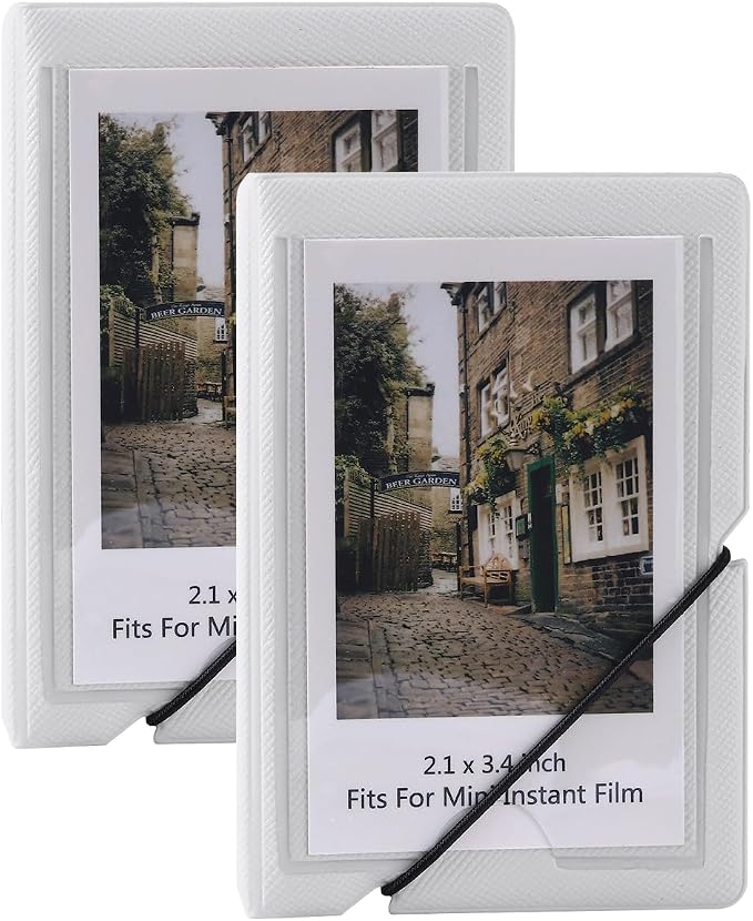 2x3 Instax Mini Photo Album, 28 Pockets. White, 2PK | Portable Wallet Size Album Stores 2x3 inch Instant Photos. Fits Polaroid, Instax Mini, Kodak Mini Prints and Zink. by GoldbarleyDesign