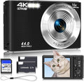 Digital Camera 4K, 2026 Upgrade Black Cameras for Teens, Autofocus Digital Point and Shoot Camera for Kids with 16X Zoom, 64GB SD Card, Compact Small Camera for Boys Girls Teens Kids Gift by SMARTKLIK
