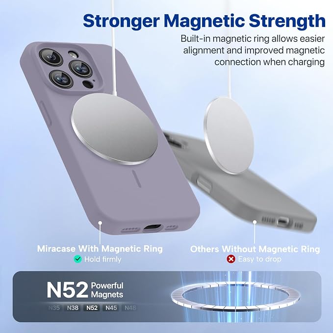 Miracase Magnetic for iPhone 15 Pro Case, Silicone, Soft Microfiber Lining - Image 5