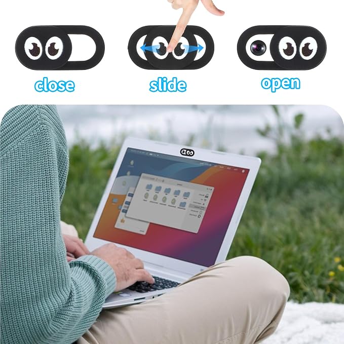 Thin Webcam Cover Slide, 8PCS Phone Laptop Camera Cover Slide Cute | Laptop Camera Blocker Slider Strong Adhesive Protect Privacy Security Compatible with Tablet Desktop PC Smartphones(Eye) - Image 5