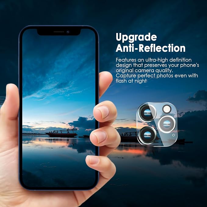 FanTEK Camera Lens Protector Compatible with iPhone 12 Pro Max, 9H Tempered Glass Camera Screen Cover, Ultra HD Clear Acrylic Full Coverage Guard, Case Friendly - Image 5