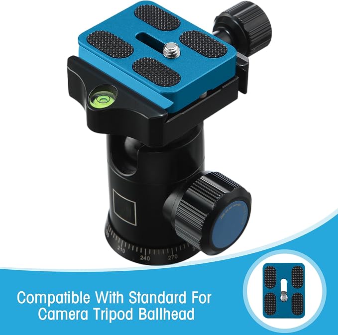 Frienda Quick Release Plate Tripod 1/4-20 DSLR,Pu50,Blue | Tripod Mount Plate, Camera Tripod Mount for DSLR Camera Tripod Ball Head , Metal, 1.9 x 1.5 x 0.4 Inch - Image 4