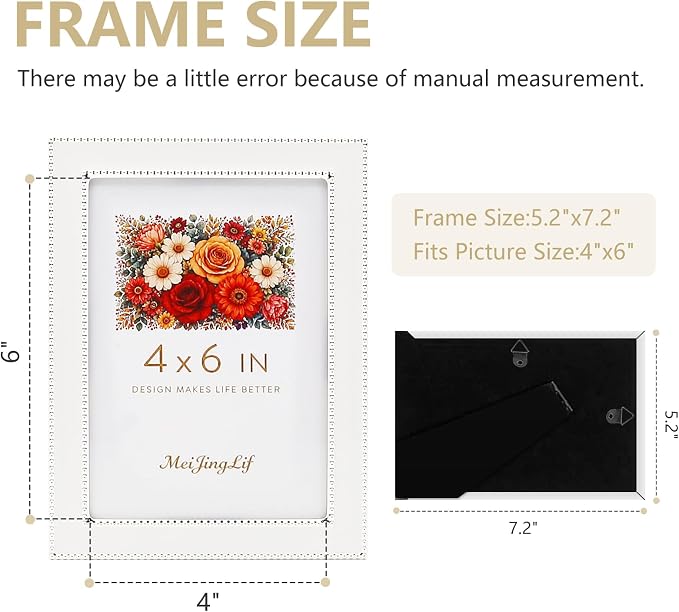 Premium Metal Picture Frame 4x6 Inches with Velvet Back Cover - Elegant and Durable Photo Frame for Displaying Cherished Memories, Perfect as Desk Decor, Home Office Accessory,White picture frame - Image 3